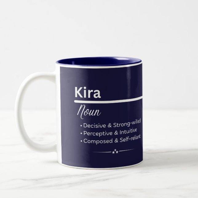 Caneca De Café Em Dois Tons Kira Personalized Name Coffee Mug (Esquerda)