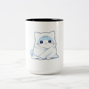 Caneca De Café Em Dois Tons Kit de Cobertor Aconchegante Gatinho Kawaii Design
