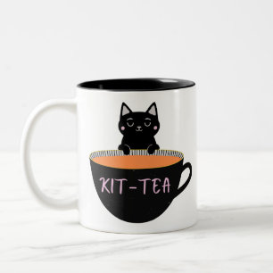 CANECA DE CAFÉ EM DOIS TONS KIT-TEA BLACK CAT