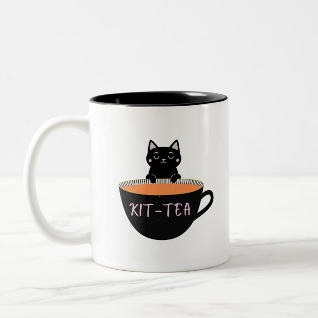 CANECA DE CAFÉ EM DOIS TONS KIT-TEA BLACK CAT (Esquerda)