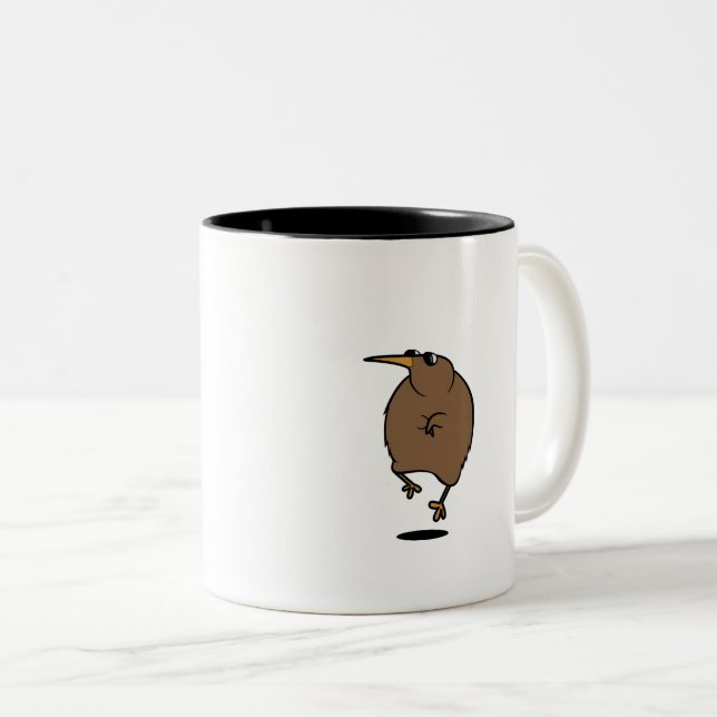 Caneca De Café Em Dois Tons Kiwi dançante com óculos de sol (Frente Esquerda)