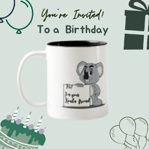 Caneca De Café Em Dois Tons Koala Bear Black Banner Vintage e Personalizado