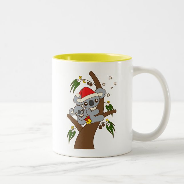 Caneca De Café Em Dois Tons Koalas do Natal (Direita)