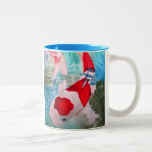 Caneca De Café Em Dois Tons Kohaku Koi 2 Arte japonesa de peixes aquosos