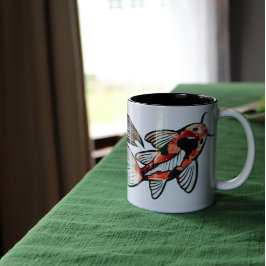 Caneca De Café Em Dois Tons Koi Pond Fish Trabalho de arte