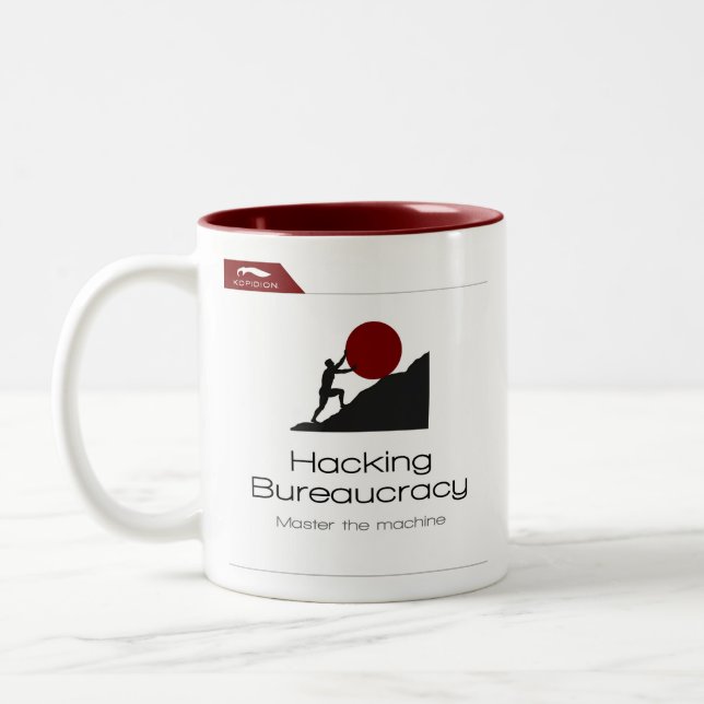 Caneca De Café Em Dois Tons Kopidion Hacking Bureaucracy trabalho de arte (Esquerda)