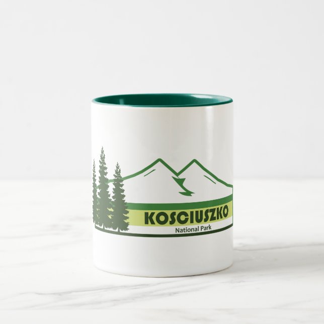 Caneca De Café Em Dois Tons Kosciuszko National Park Green Stripes (Centro)