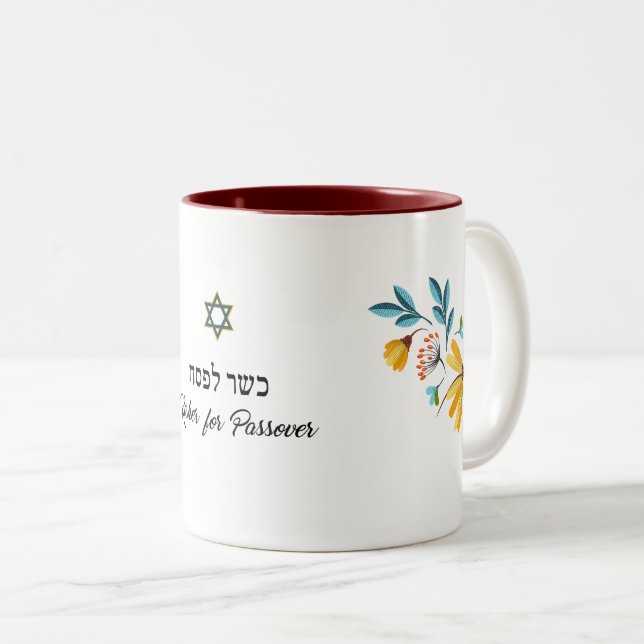 Caneca De Café Em Dois Tons Kosher para Passover (Frente Esquerda)