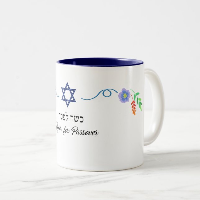 Caneca De Café Em Dois Tons Kosher para Passover Coffee Mug de Duas Toneladas (Frente Esquerda)