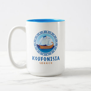 Caneca De Café Em Dois Tons Koufonisia, Grécia Projeto de Navio Grego
