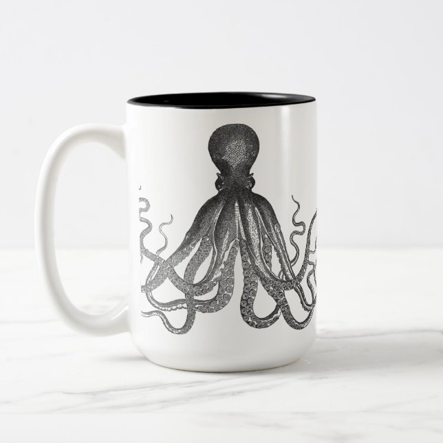 Caneca De Café Em Dois Tons Kraken - polvo gigante preto/Cthulu (Esquerda)