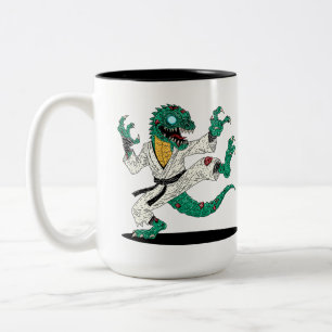 Caneca De Café Em Dois Tons Kung Fu Lizard Zombie