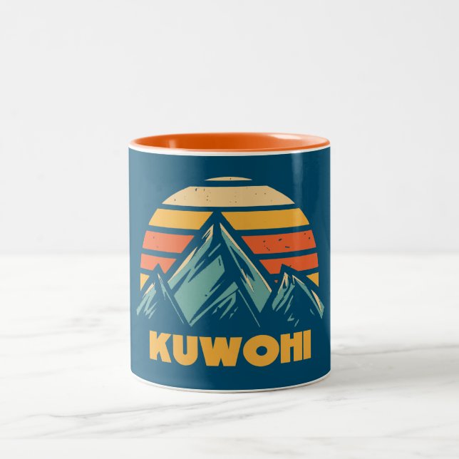 Caneca De Café Em Dois Tons Kuwohi Carolina do Norte Tennessee Retro Turquoise (Centro)