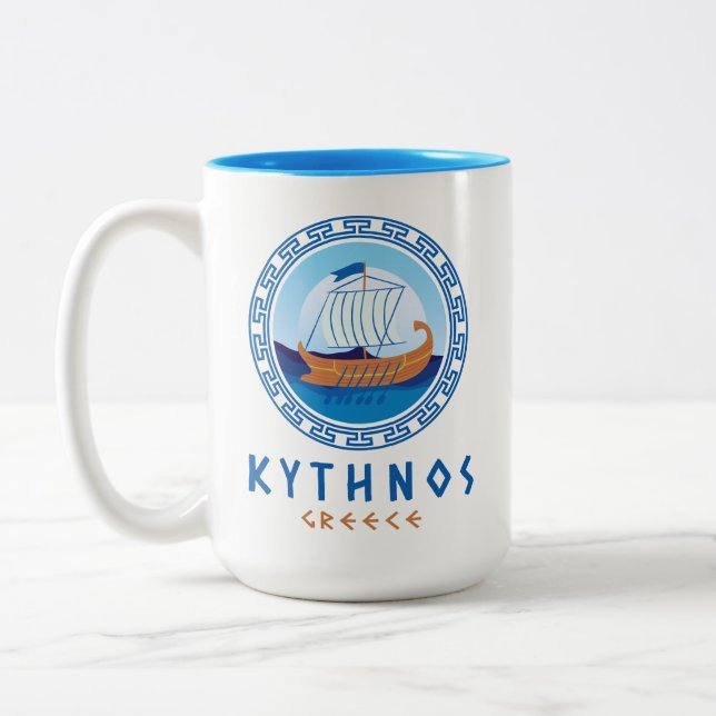 Caneca De Café Em Dois Tons Kythnos, Grécia de navio grego Design (Esquerda)