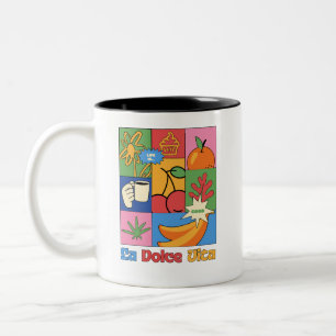 Caneca De Café Em Dois Tons La Dolce Vita Pop Art – Doce Vida Retro Colorida