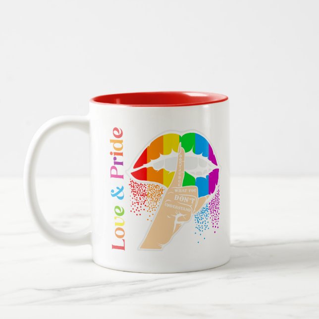 Caneca De Café Em Dois Tons Lábios Arco-Íris Orgulho Lgbt (Esquerda)
