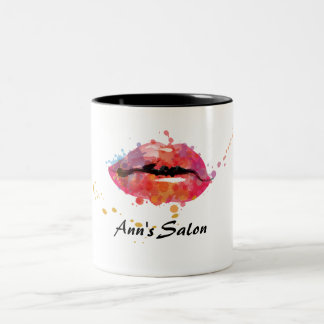 Caneca De Café Em Dois Tons Lábios Coloridos Modernos Maquietam Salão de Cabel