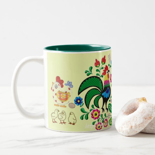 Caneca De Café Em Dois Tons "Lábios de frango" (Com Donut)