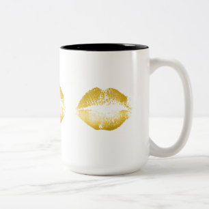 Caneca De Café Em Dois Tons Lábios Dourados nº 2
