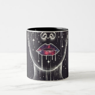 Caneca De Café Em Dois Tons Lábios escuros