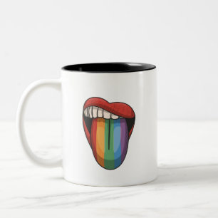 Caneca De Café Em Dois Tons Lábios lgbt arco-íris bandeira colorida orgulho ga