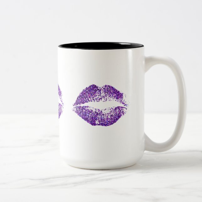 Caneca De Café Em Dois Tons Lábios roxos #2 do brilho (Direita)