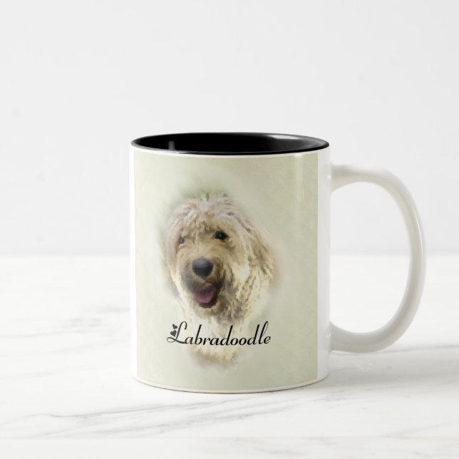 Caneca De Café Em Dois Tons Labradoodle Lovers Gifts (Direita)