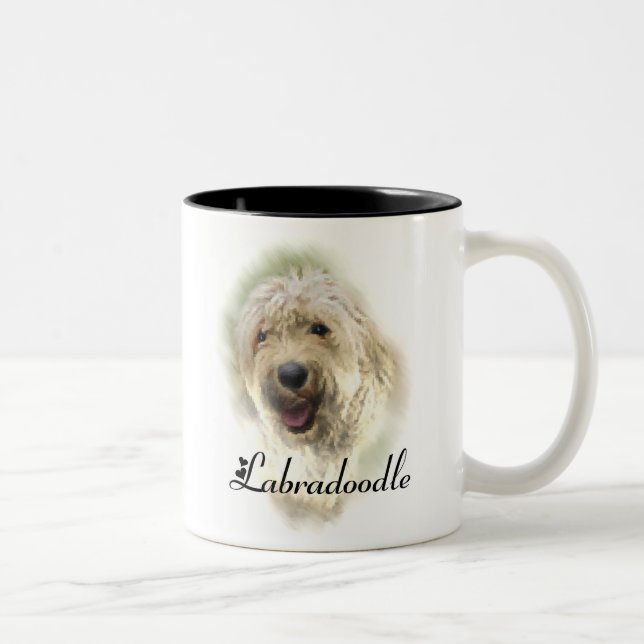 Caneca De Café Em Dois Tons Labradoodle Lovers Gifts (Direita)
