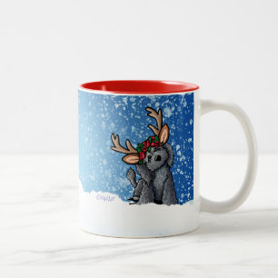 Caneca De Café Em Dois Tons Labradoodle Reindeer Christmas — Mug de dois tons