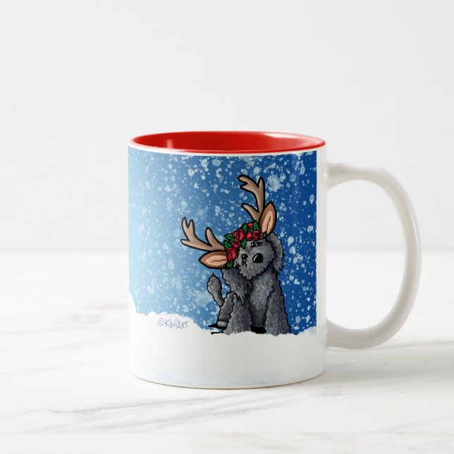 Caneca De Café Em Dois Tons Labradoodle Reindeer Christmas — Mug de dois tons (Direita)