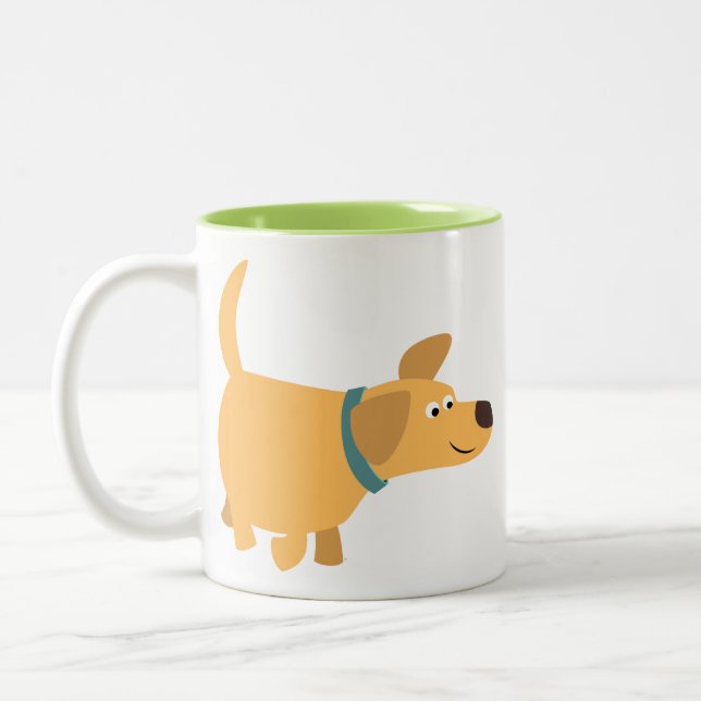 Caneca De Café Em Dois Tons Labrador Mug Amarelo de Cartoon Bonito (Esquerda)