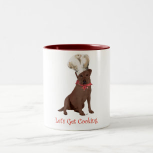 Caneca De Café Em Dois Tons Labrador Retriever Chocolate Cozinhando