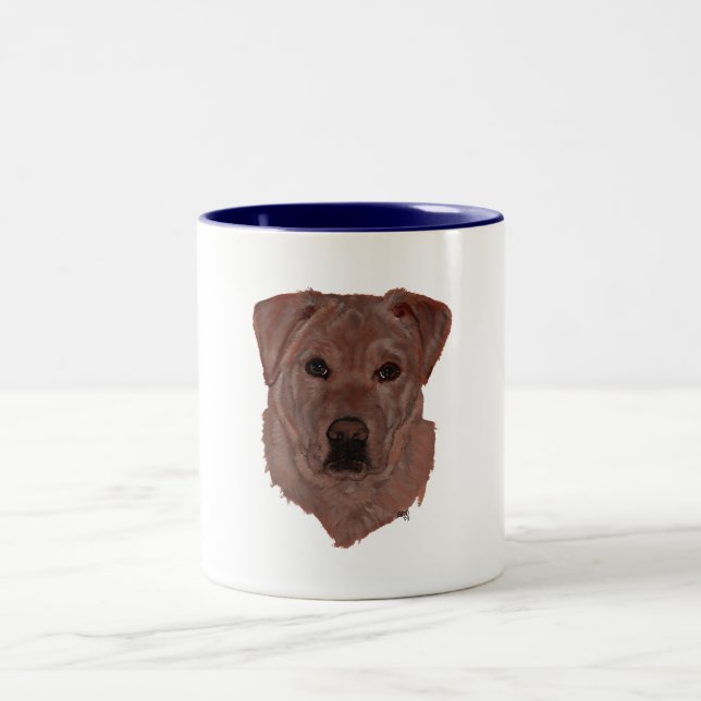 Caneca De Café Em Dois Tons Labrador Retriever Marrom Chocolate (Centro)