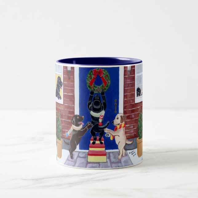 Caneca De Café Em Dois Tons Labradores de diversão de Natal (Centro)