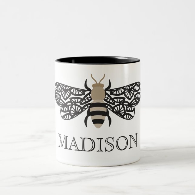 Caneca De Café Em Dois Tons Lacewing Bee Personalised Mug (Centro)