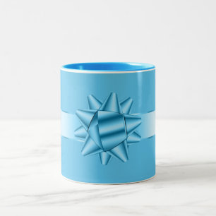 Caneca De Café Em Dois Tons Laço de Fita Azul