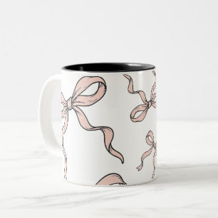 Caneca De Café Em Dois Tons Lacos de fita rosa na moda fofos delineados em pre