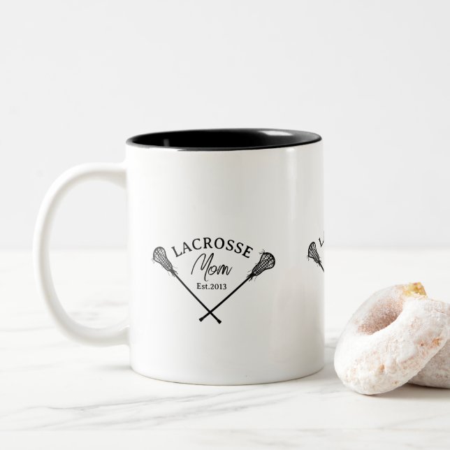 Caneca De Café Em Dois Tons Lacrosse Mãe Est (Com Donut)
