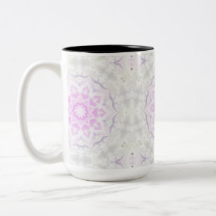 Caneca De Café Em Dois Tons Lacy Kaleidoscope Cor-de-rosa e branca