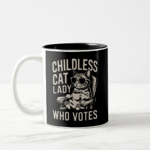 Caneca De Café Em Dois Tons Lady Gato Infantil 2024 Votação Kamala