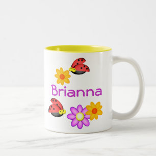 Caneca De Café Em Dois Tons Ladybug e Flores