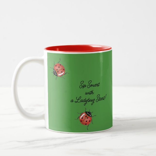 Caneca De Café Em Dois Tons Ladybug em verde personalizado (Esquerda)