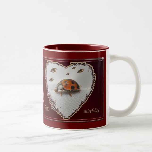 Caneca De Café Em Dois Tons Ladybug Happy Birthday Mug (Direita)