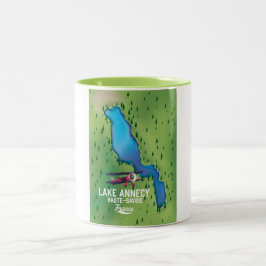 Caneca De Café Em Dois Tons Lago Annecy, Alta Saboia, França