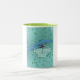 Caneca De Café Em Dois Tons lago arvo mapa de viagem Itália