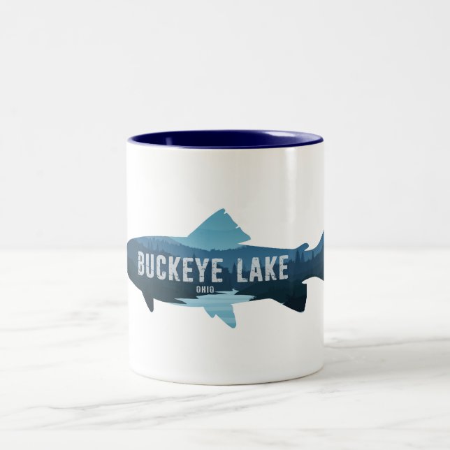 Caneca De Café Em Dois Tons Lago Buckeye Ohio Peixes (Centro)