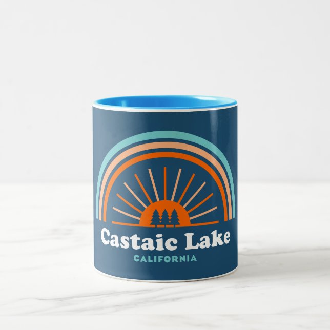 Caneca De Café Em Dois Tons Lago Castaic Califórnia Arco-íris (Centro)