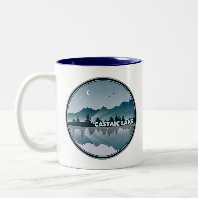 Caneca De Café Em Dois Tons Lago Castaic Reflexo Califórnia (Esquerda)