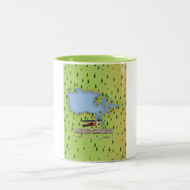 Caneca De Café Em Dois Tons Lago Der-Chantecoq, mapa frança do lago (Centro)