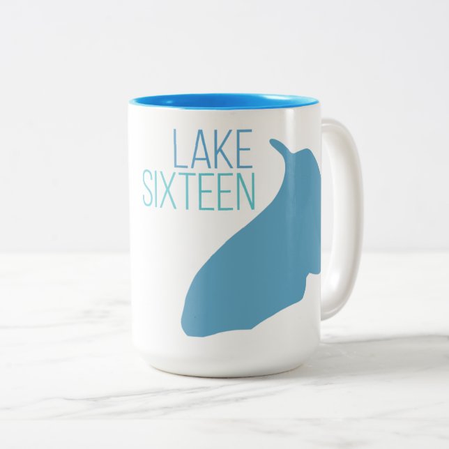 Caneca De Café Em Dois Tons Lago dezesseis - 106th avenida, Allegan, MI (Frente Esquerda)